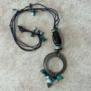 Retired Silpada Sterling Silver Brass Pyrite Howlite Pendant Necklace